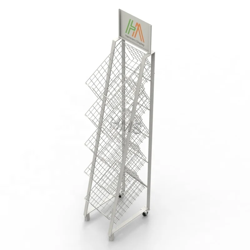 Metal Newspaper Display Stand Shelf Magazine Display Rack