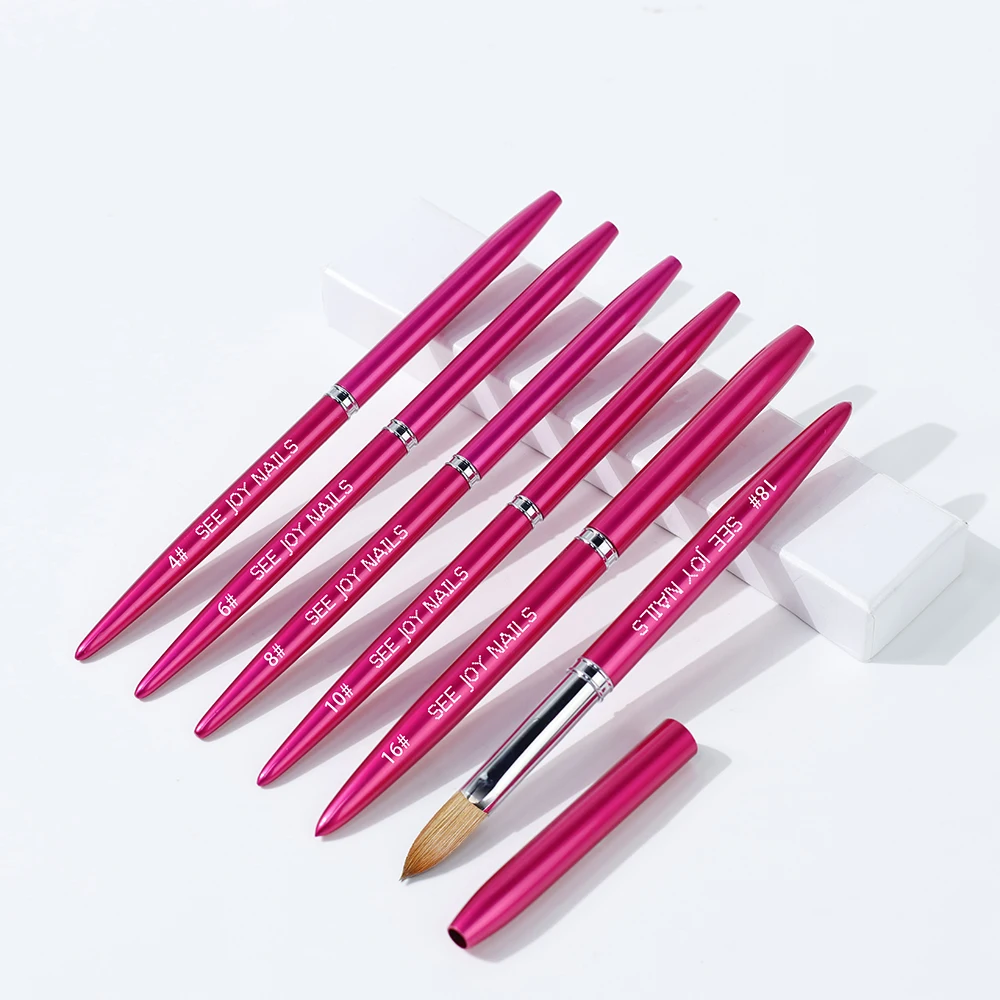 Цветная и логотип на заказ, колонковая Кисть для ногтей, красота, личный уход, набор для ногтей, кисть для дизайна ногтей, акриловая кисть для ногтей