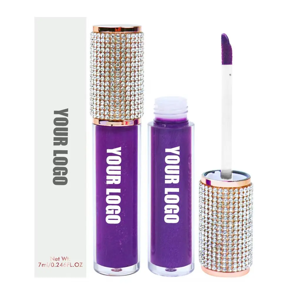 Diamond Lip Gloss Cream Vegetarian Shiny  Custom Logo luxury Lip Gloss Tubes Plumping Lip Gloss Private Label