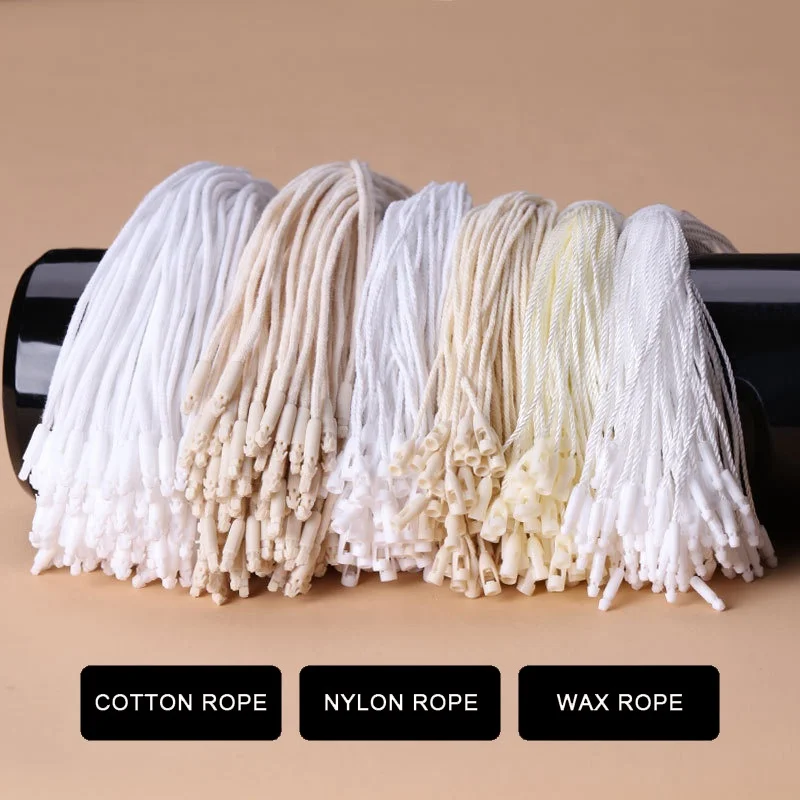 Custom Plastic Snap Lock Tags Wax Rope Seal Cord Label Hang Tag String 20cm for Garment