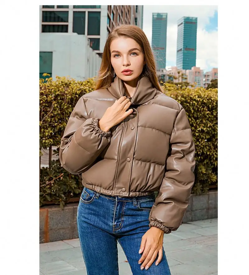 OEM China factory solid color women designers clothes coats women short down jacket fabric