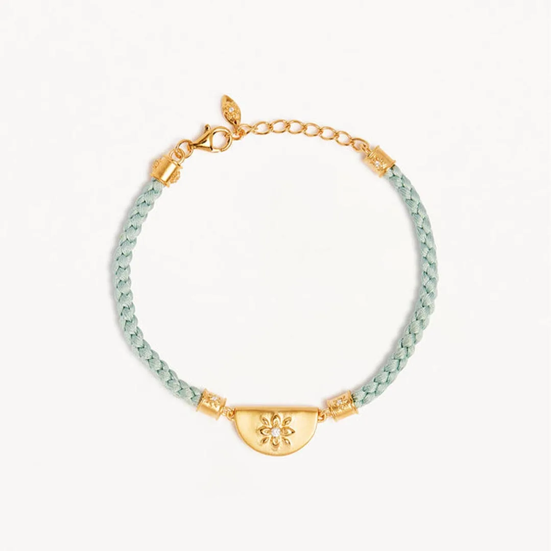 Designer Custom Manufacturer 18k Gold Lotus Blue Silk Cord Bracelet Fashion Stainless Steel Jewelry