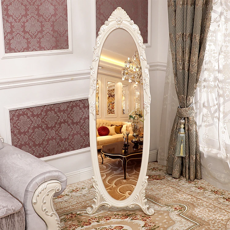 European style dressing mirror full body mirror floor mirror vertical special carved bedroom Princess