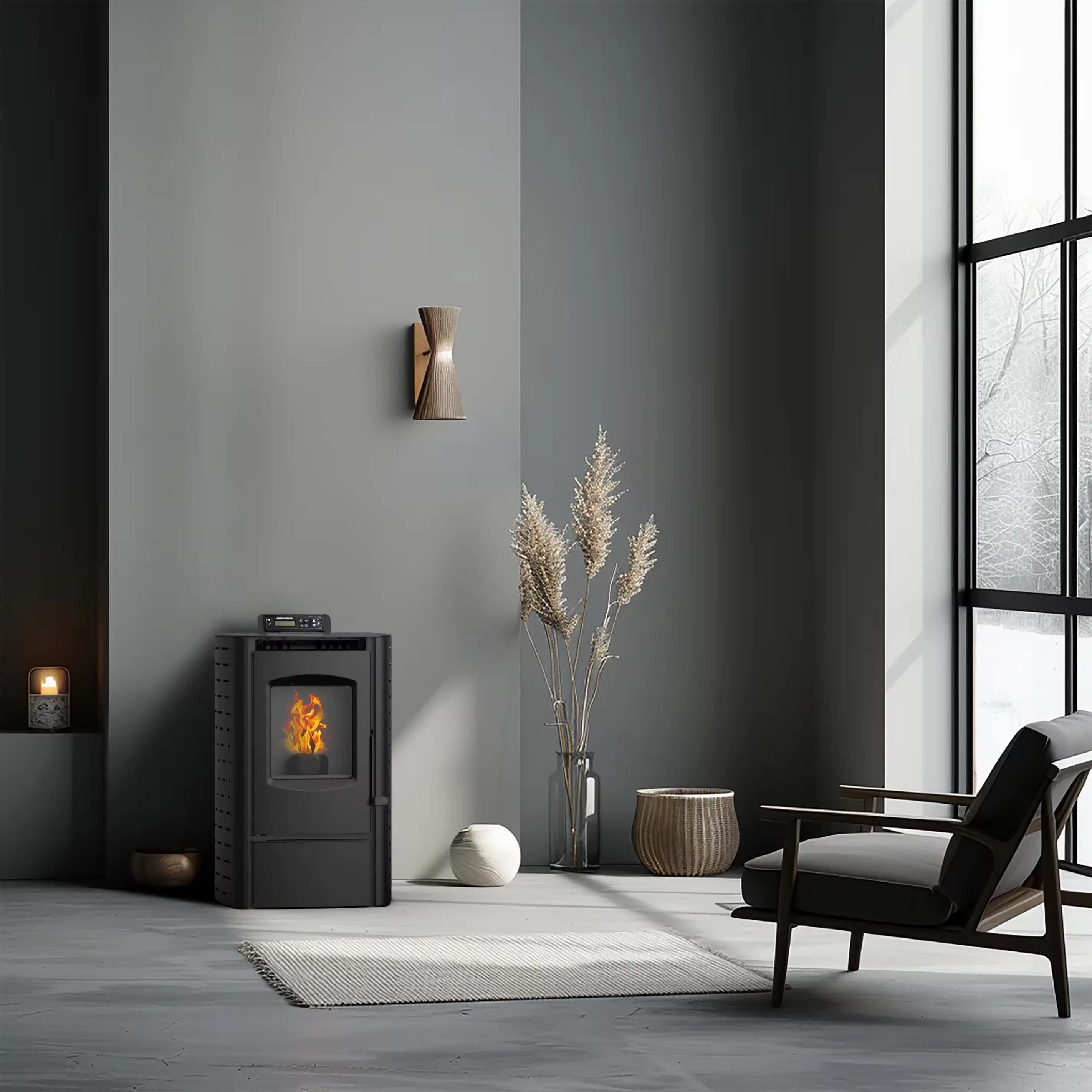 Modern Indoor Multi-Fuel Stove Pellet and Wood Burning Heater Cast Iron for Outdoor Application Heating with Firewood