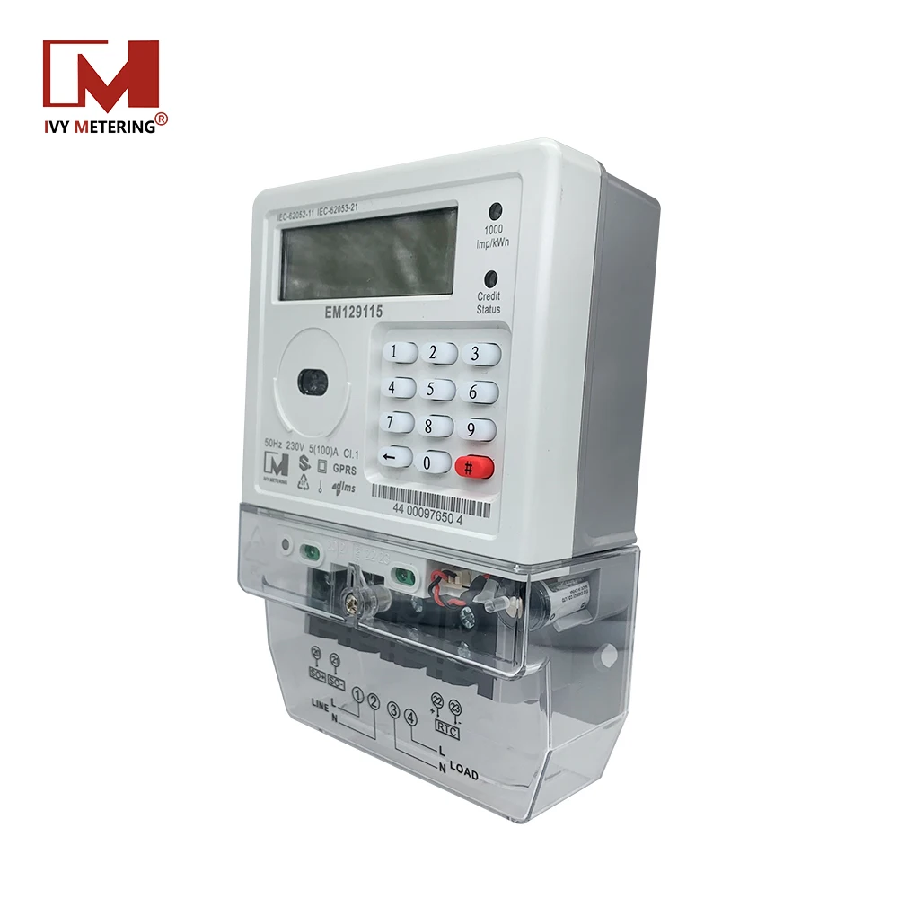 Однофазный предоплаченный умный измеритель электроэнергии EM129115 GPRS 4G