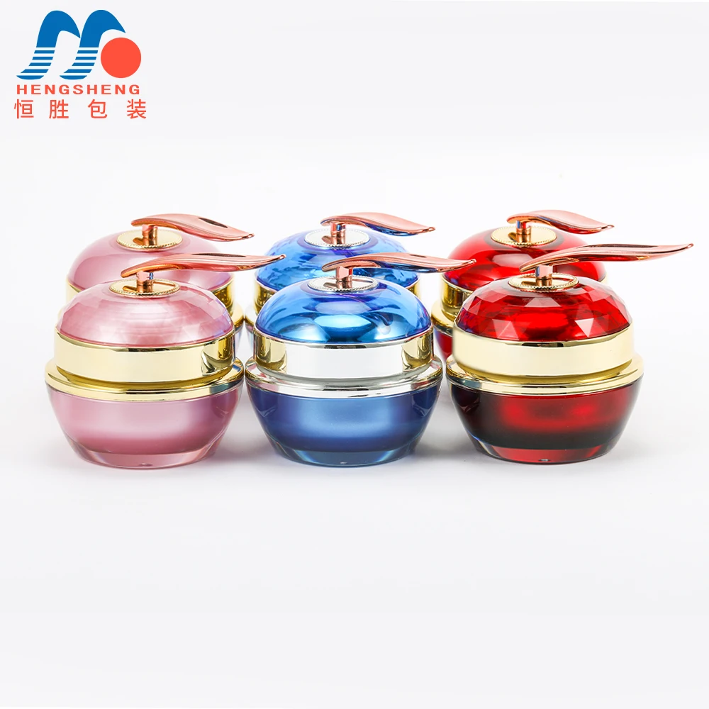 Empty pink apple shape body cream packaging container jar plastic cosmetic pot with spoon
