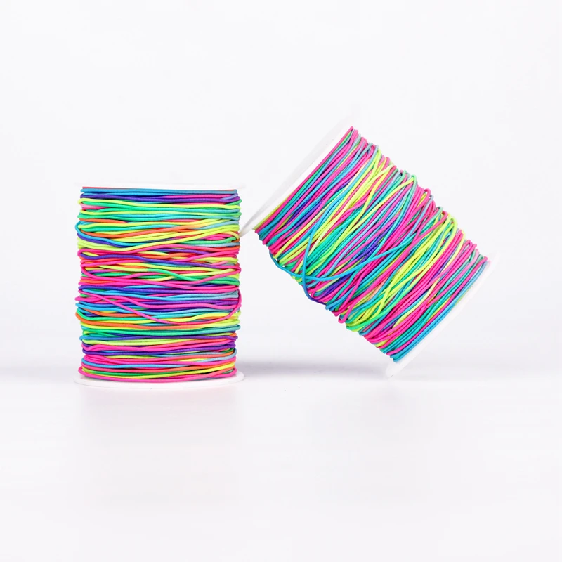Colorful round elastic thread elastic wire braided elastic stretch strap cord roll for sewing  elastic cord