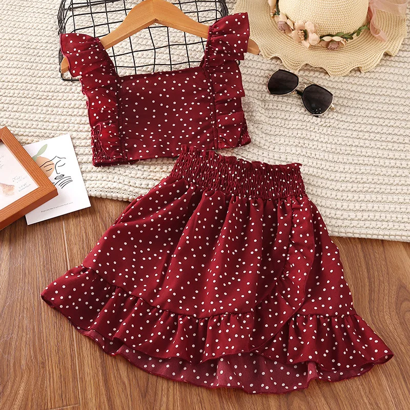 Sweet Short Skirt Two-piece Popular Kids Clothing Wholesale Vintage Girl Dresses 2023 Free Shipping Children Summer Dress Floral