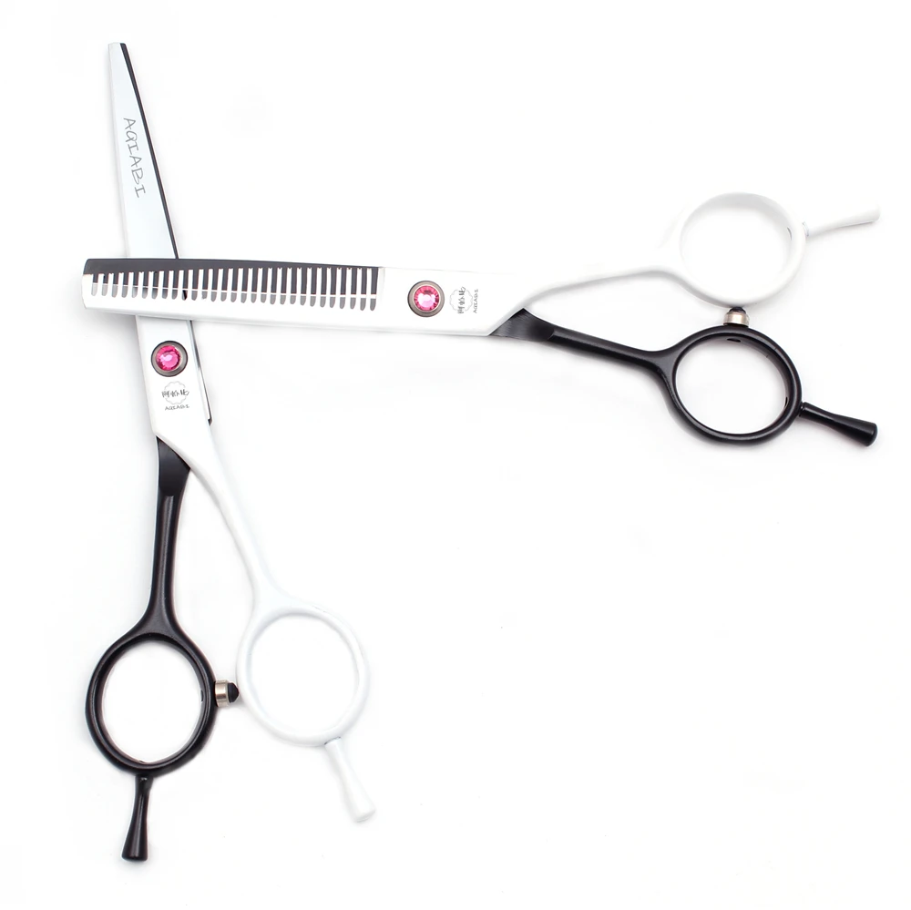 Hairdressing Scissors 5.5' JP Stainless Cutting Scissors Thinning Shears Hairdressing Scissors Finger Rest White A1012