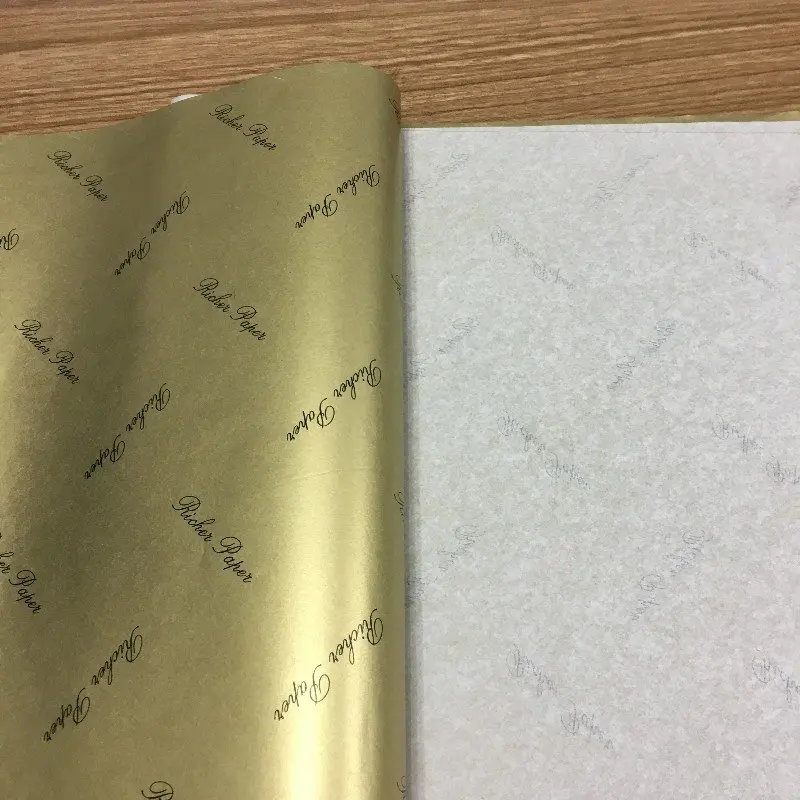 Customized Gloden Logo Black Packaging Paper Tissue Wrapping Paper For Products Packaging Clothes Wrap Tissue Paper Logo Printed