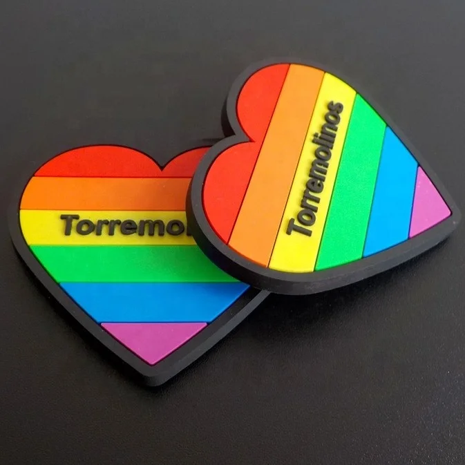 soft PVC rubber heart shaped rainbow color refrigerator magnet