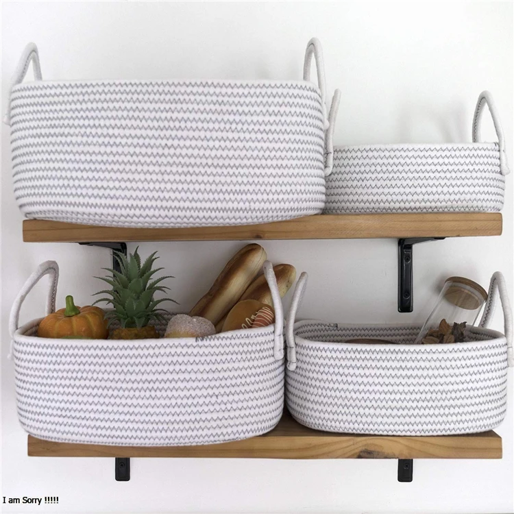 Round Cotton Woven Seagrass Basket Wicker 100 Rope Diaper Baby Changing 100% With Straps Boho Newborn Custom Caddy Organizer