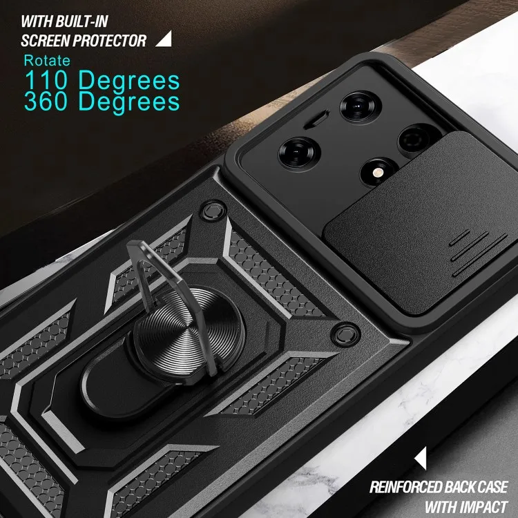 Phone Case PC TPU Anti Scratch for Tecno Spark 10 Pro Slide Lens Protection Kickstand Cover