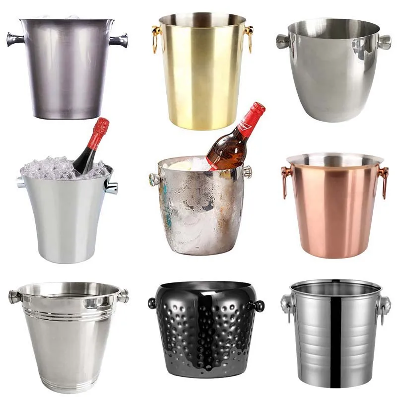 Luxury Insulated Stainless Steel Ice Buckets Beverage Tubs - Ideal for Cocktail Bar Party Chilling Wine Champagne - 3/5 Liter