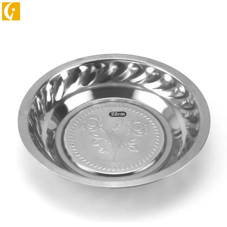410 Stainless steel soup plate kitchen tableware dish round deep plate