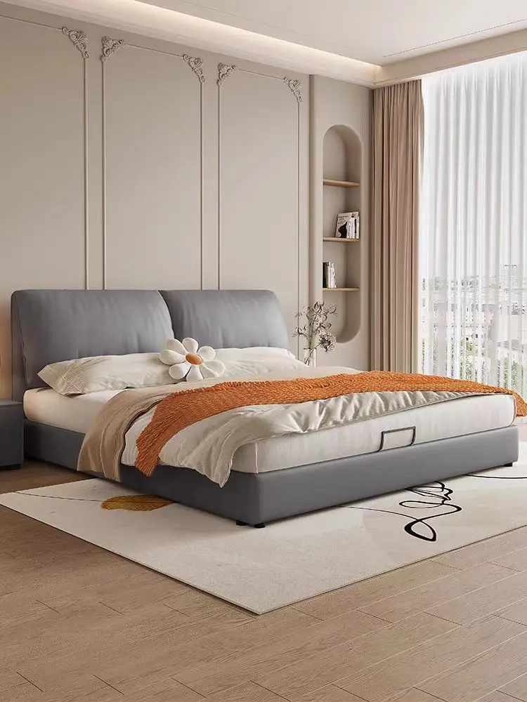 Nordic French Cream Style Furniture Simple Master Double Bed Young Girl Luxury Fabric Bed Bedroom Furniture