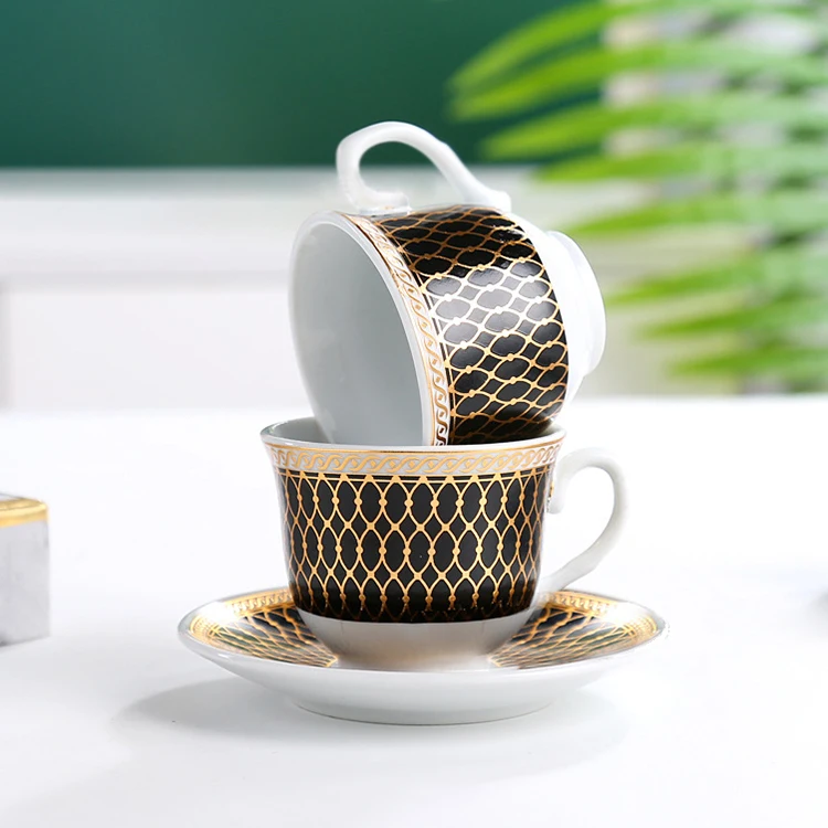 America Style Coffee Set Ceramic Plated Six Cups  Six Saucers Set Creative Dinnerware Ceramic Cup Gift Box Sets