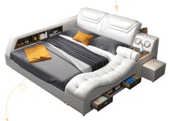 Multi-functional tatami storage leather bed