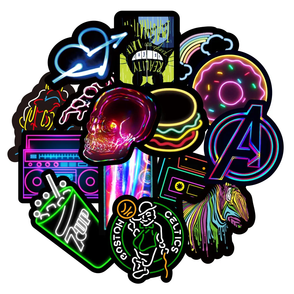 Custom design waterproof Die cut vinyl neon holographic cartoon anime decoration stickers