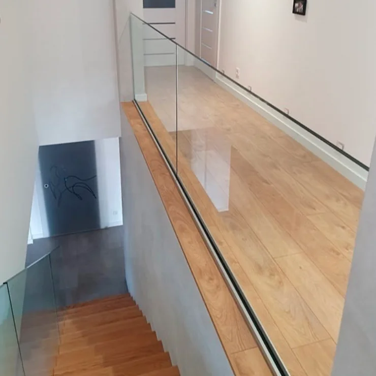 Great Aluminum U Base Railing System Tempered Glass Support Bracket With LED Strip