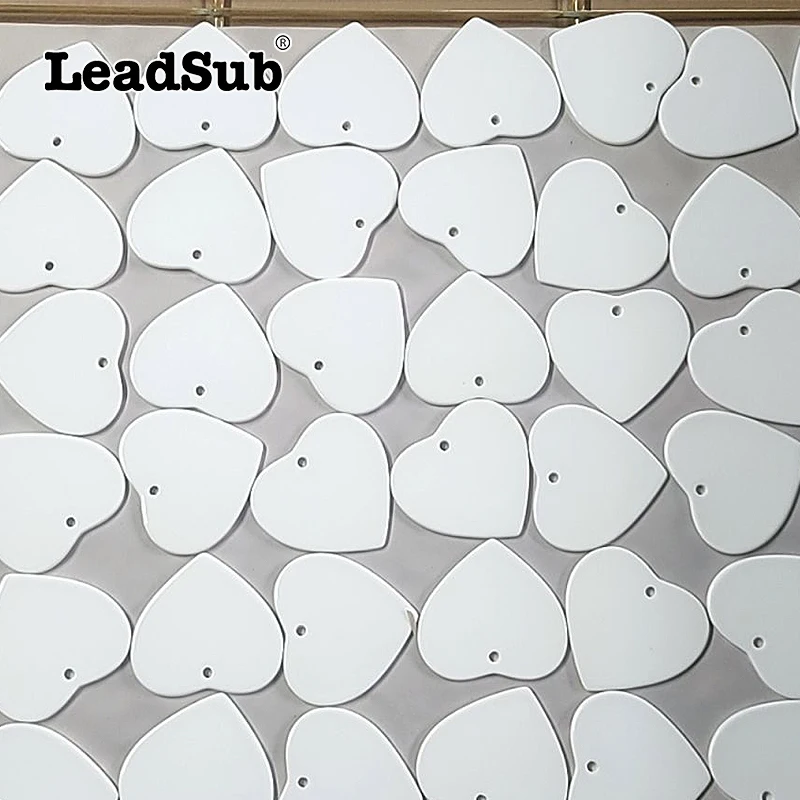 Factory Sale white blank shatterproof ceramic sublimation ornaments round heart shape printable home christmas garden ornament