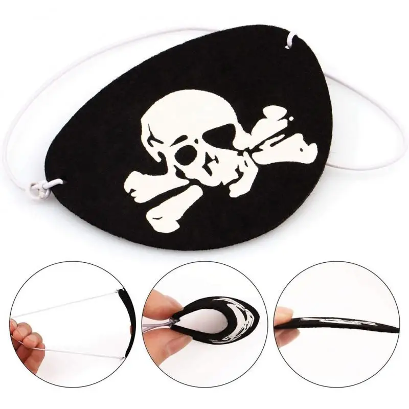Anime Felt Pirate Eye Patches for Kids Theme Party One Eye Skeleton Captain Halloween Festival Pirate Masks
