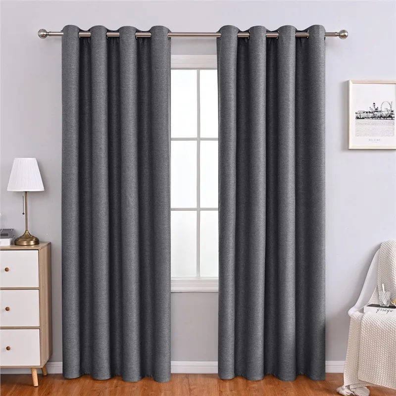 Wholesale Double-sided home bedroom hotel house blackout fabric flax linen window curtain for the living room