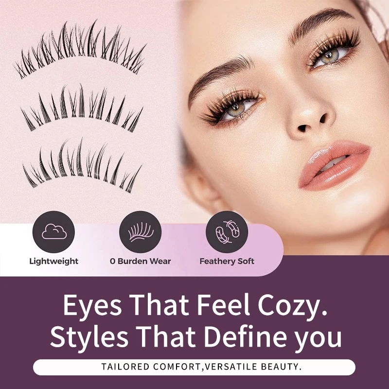2 Pairs Full Strip Lash Clusters 6-13mm Diy Eyelash Extensions Kit SY923 Natural 3 Style Volume Full Strip False Eyelashes