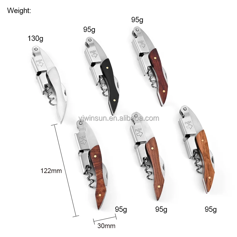 Hot sale Good Quality Stainless Steel Multi-Function Wine Opener with Wooden  Handle for Bar Set kitchen tools