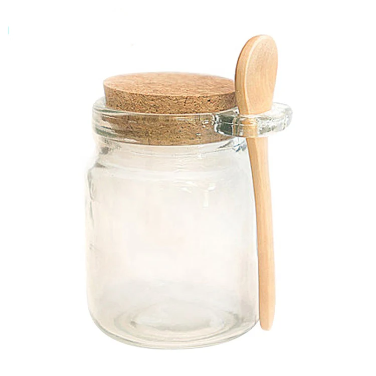 Стеклянная банка с бамбуковой ложкой и Пробковой Крышкой для специй, солевых приправ, 8 унций, 250 мл