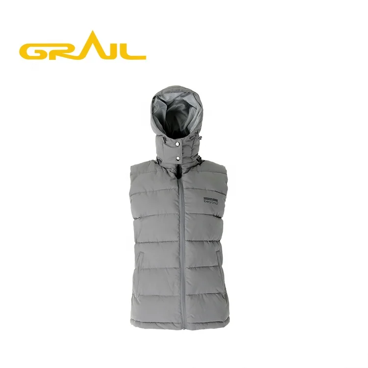 Ladies waistcoat waterproof plain dyed working vest womens winter quilt down jacket with hooded