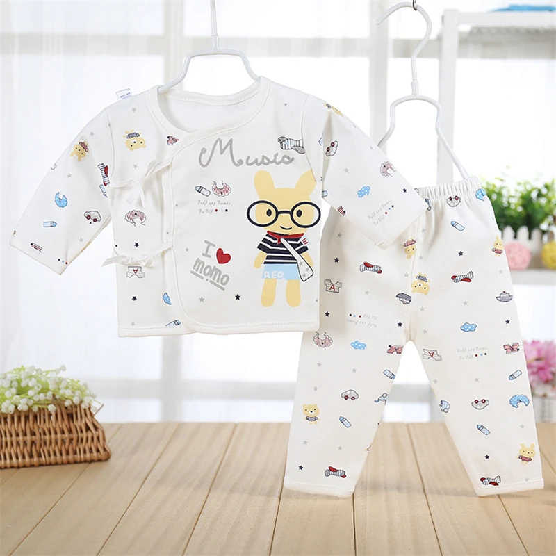 100% cotton baby clothes tops pants two-piece wholesale newborn suit