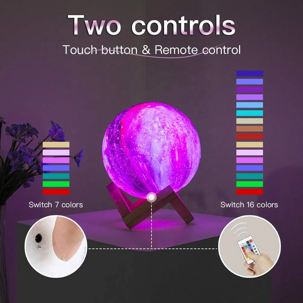 
Amazon Hot Sales 16 Color Remote Control Star Light PVC Moon Lamp LED Light Starry Night Light 
