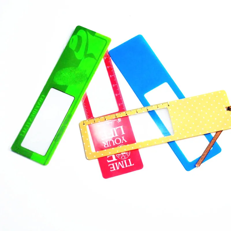 Promotional pvc flexible plastic bookmark magnifying glass ruler for reading