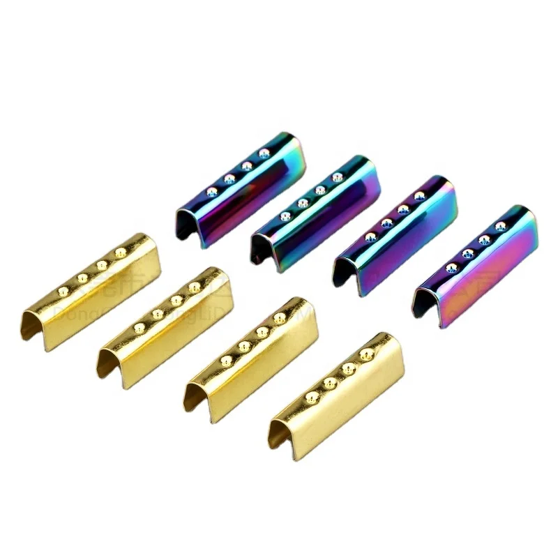 Custom logo belt clips Matte Black Metal Crimp for Flat Laces Lanyard Clip Cord End Tip aglets metal clip