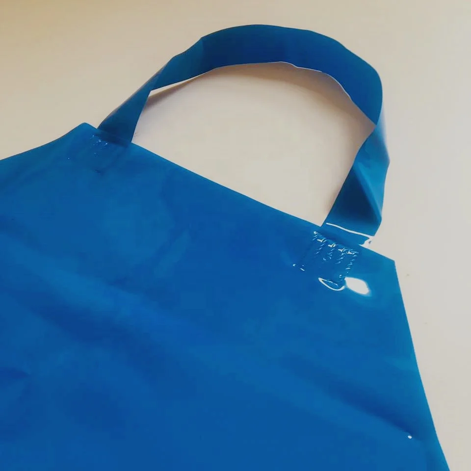 waterproof anti-fouling adjustable blue chemical chicken processing apron TPU apron