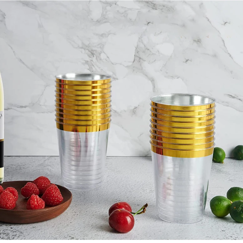 300 ml 10 oz Party rose gold disposable ps plastic drink cup water beer cup