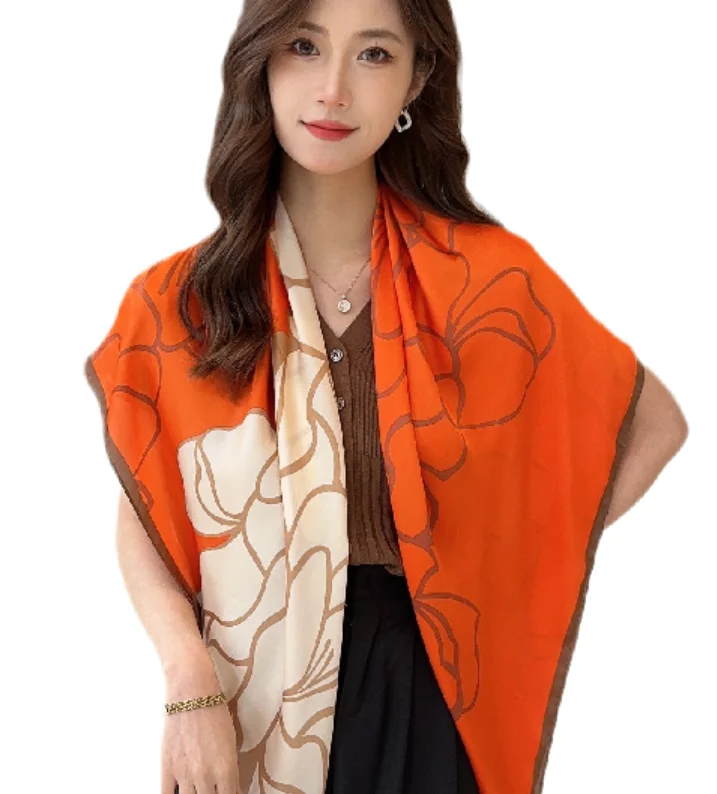 2023 Best Selling Mixed 110 cm Square Satin Silk Shawl With Diverse Prints For Ladies Scarf Manufacturer Wholesale
