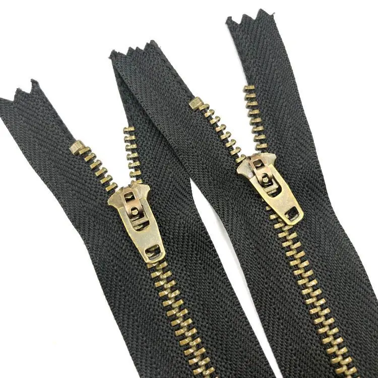Custom metal zipper off white deep royal blue black tan light gold open end zipper