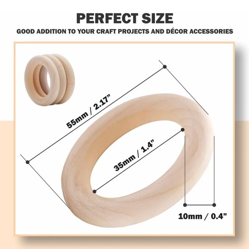 Wholesale Unfinished DIY Crafts Blank Solid Wooden Rings For Decoration