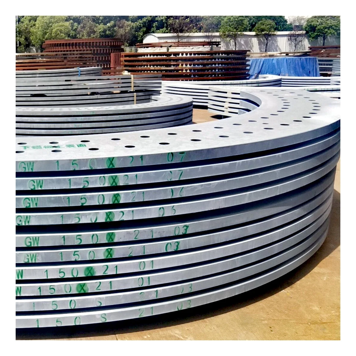 
Zinc Plated Anchoring Bolts Device Anchor Plate of Wind Turbine Foundation Brown silver 