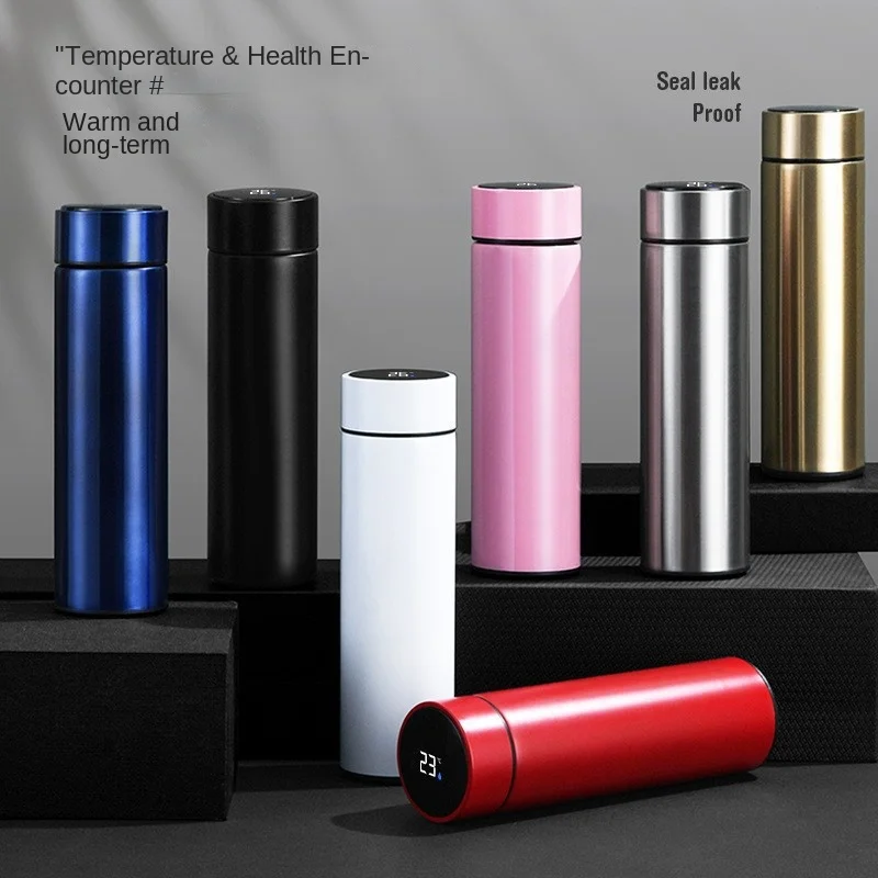 Wholesale Intelligent Temperature Measuring 304 Stainless Steel Thermos Cup OEM Portable Camping Water Cup Giveaway Gift Idea
