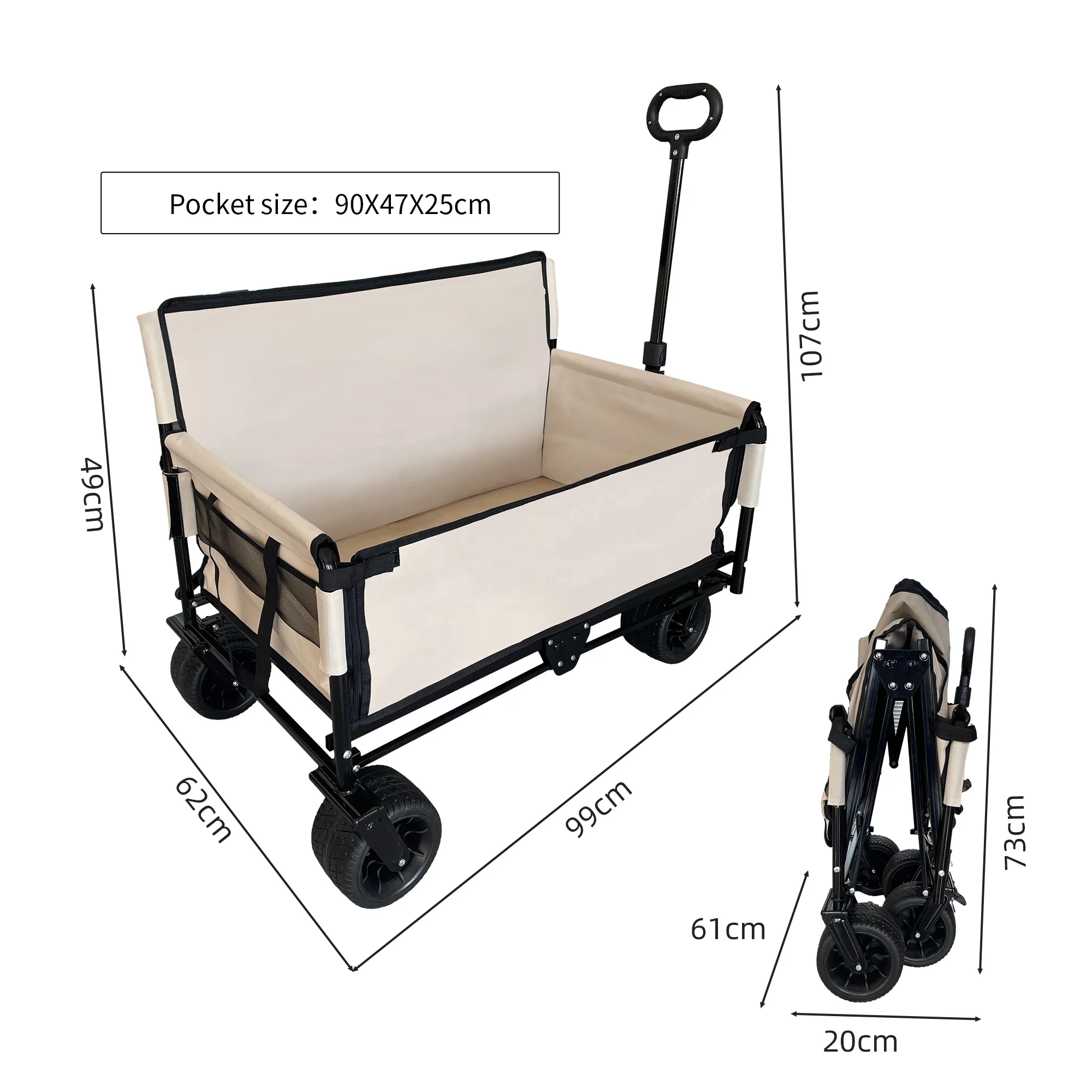 Outdoor wagon sofa folding camping sofa chair 4 wheel beach foldable wagon turn into sofa