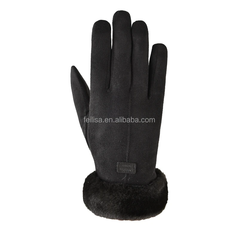 Lady hand gloves cold weather keep warm Suede gloves