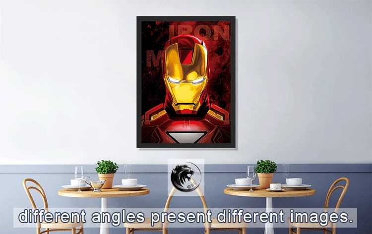 Wholesale Custom 3d motion posters superhero Marvel the avengers The Hulk spiderman Iron man lenticular flip changing posters 3d