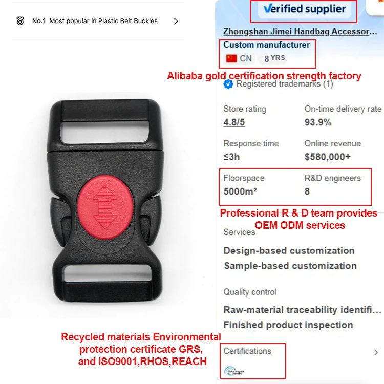 Customized Transparent Clear Side Release Buckle with Lock for Pet Collar