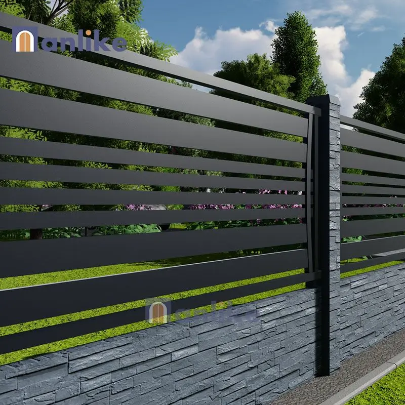 Anlike Canada Courtyard Balcony House Security Temporary Composite Galvanized Aluminium Privacy Fence With Light