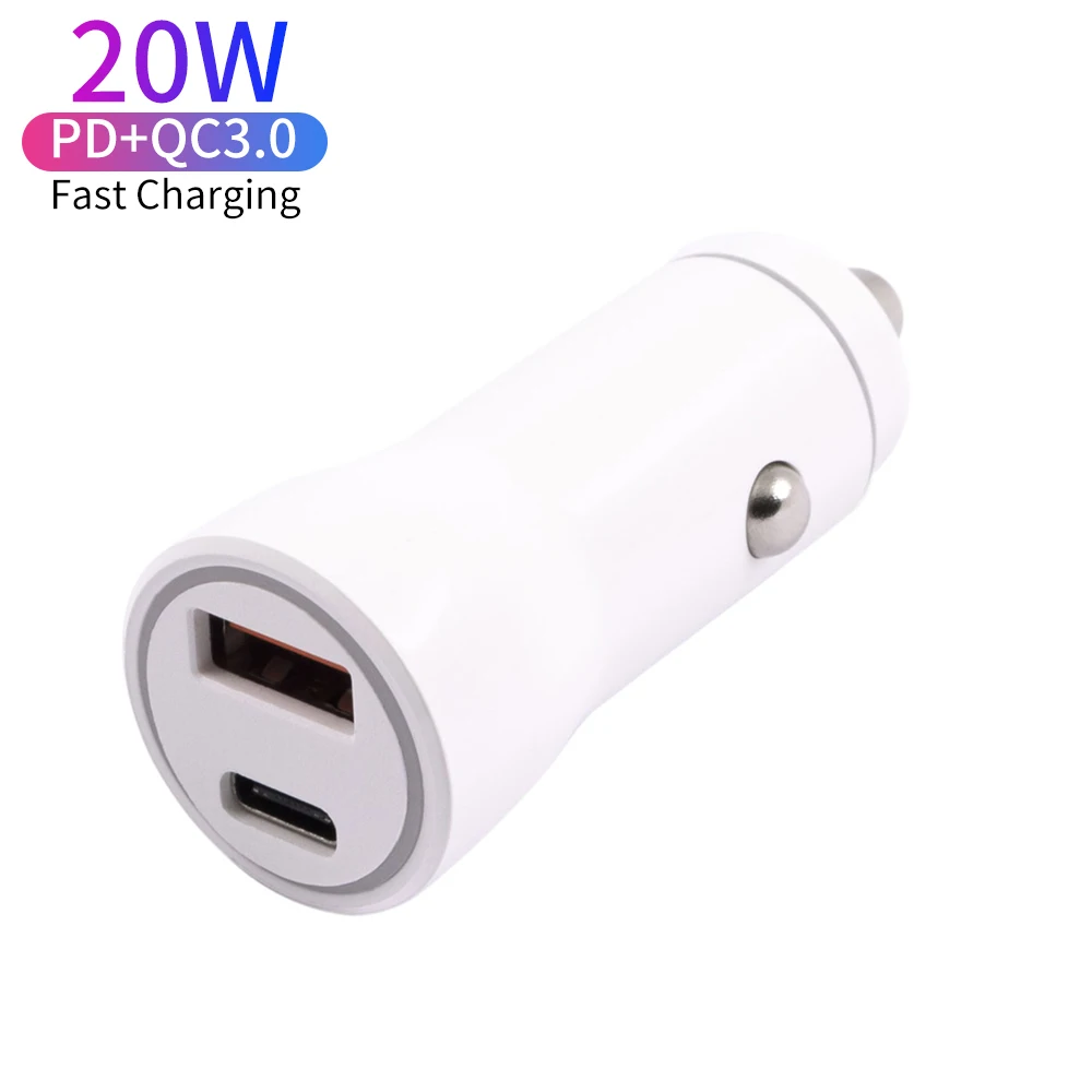 Зарядное устройство с двумя портами USB C PD автомобильное зарядное для быстрой зарядки и в плоской спиралевидной форме автомобильного зарядного устройства QC3.0 адаптер Micro кабель телефона