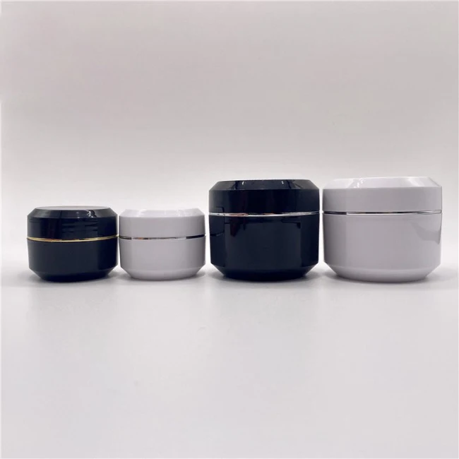 Custom PP plastic gel jars 10 15 30 50g double wall UV protection plastic nail gel polish matte black white cosmetic jar
