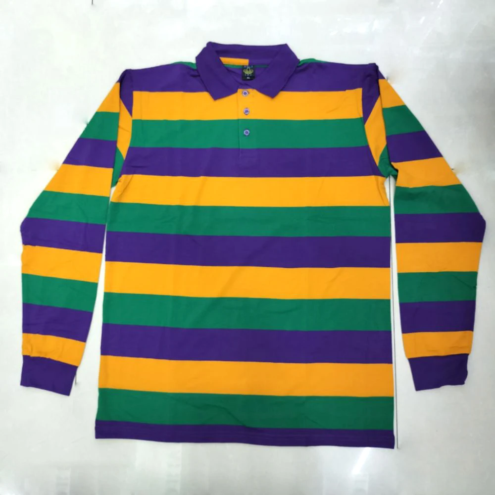 Can Arrange Fast Shipping Striped Mardi Gras Men Women Polo Shirt Fashion Mardi Gras Outfit